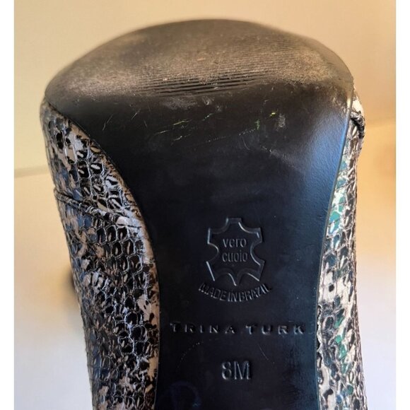 Trina Turk Laguna Leather Snake Print 1940s Style Heels Shoe Open Toe Women's 8 - Picture 4 of 9